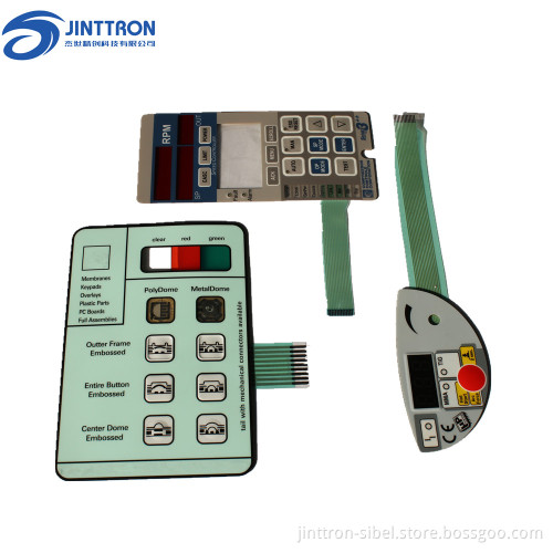 Standard membrane keypad with metal dome, embossed buttons, connector, led and window ect.
